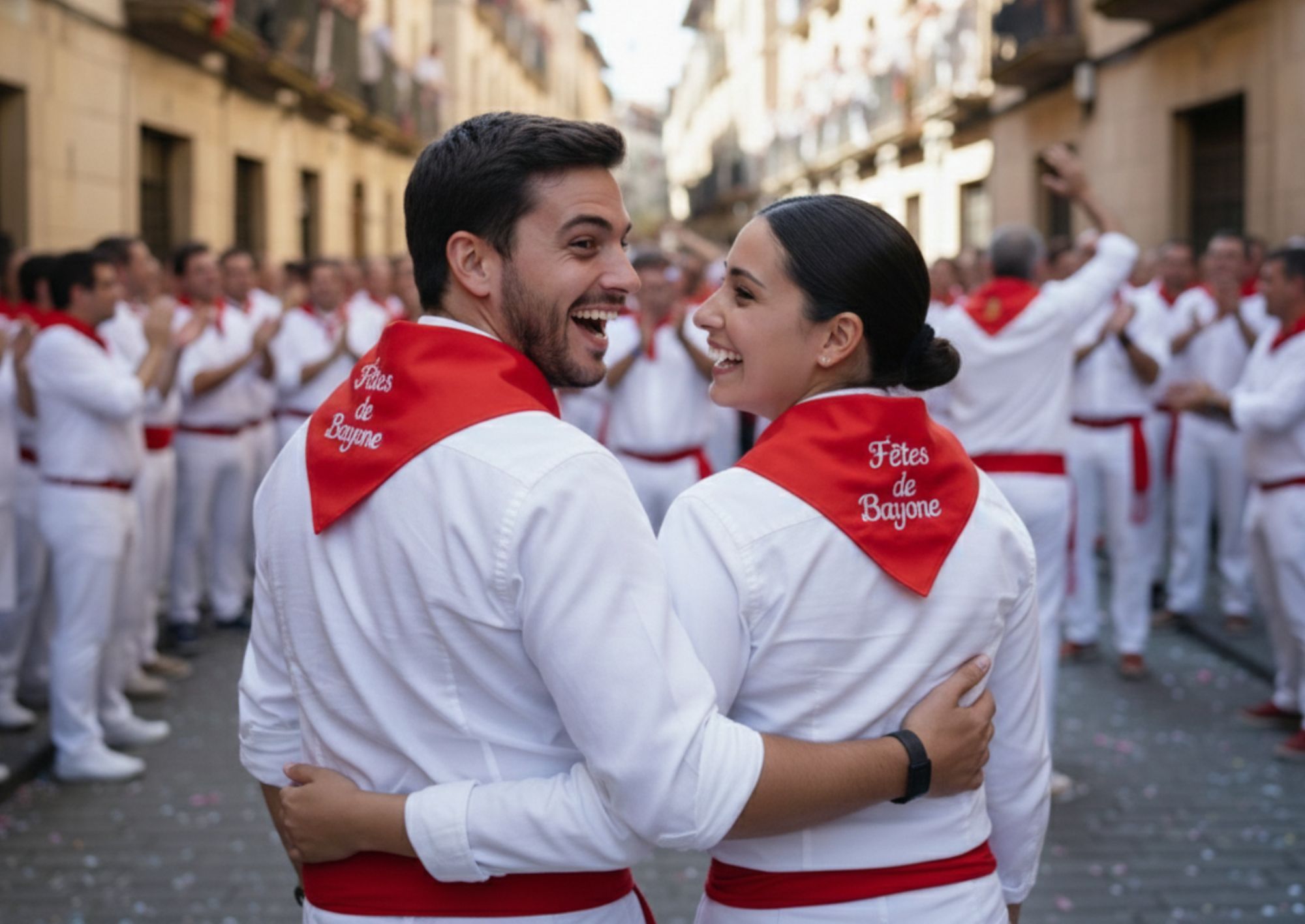 pareja-riendose-en-fiestas-de-bayona